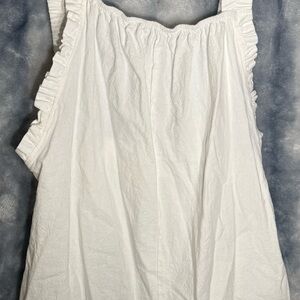 Elegant White Ruffle Trim Jumpsuit with Pockets (S)